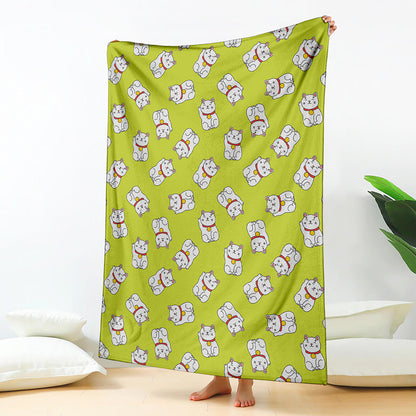 Japanese Lucky Cat Cartoon Print Blanket