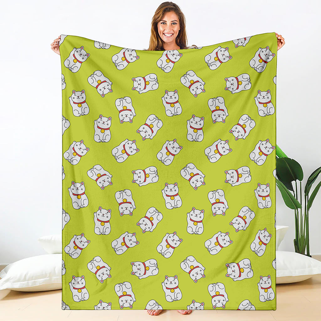 Japanese Lucky Cat Cartoon Print Blanket