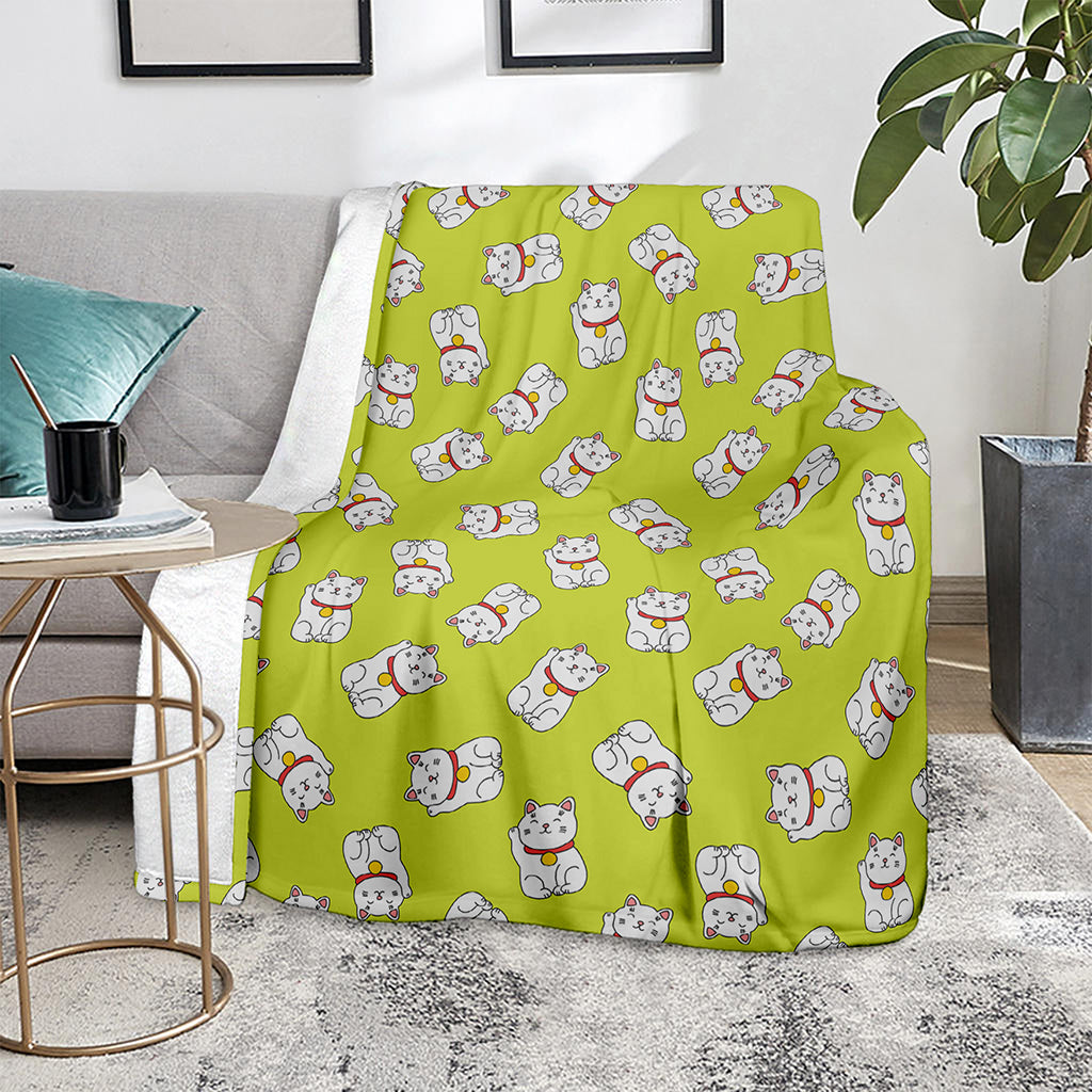 Japanese Lucky Cat Cartoon Print Blanket