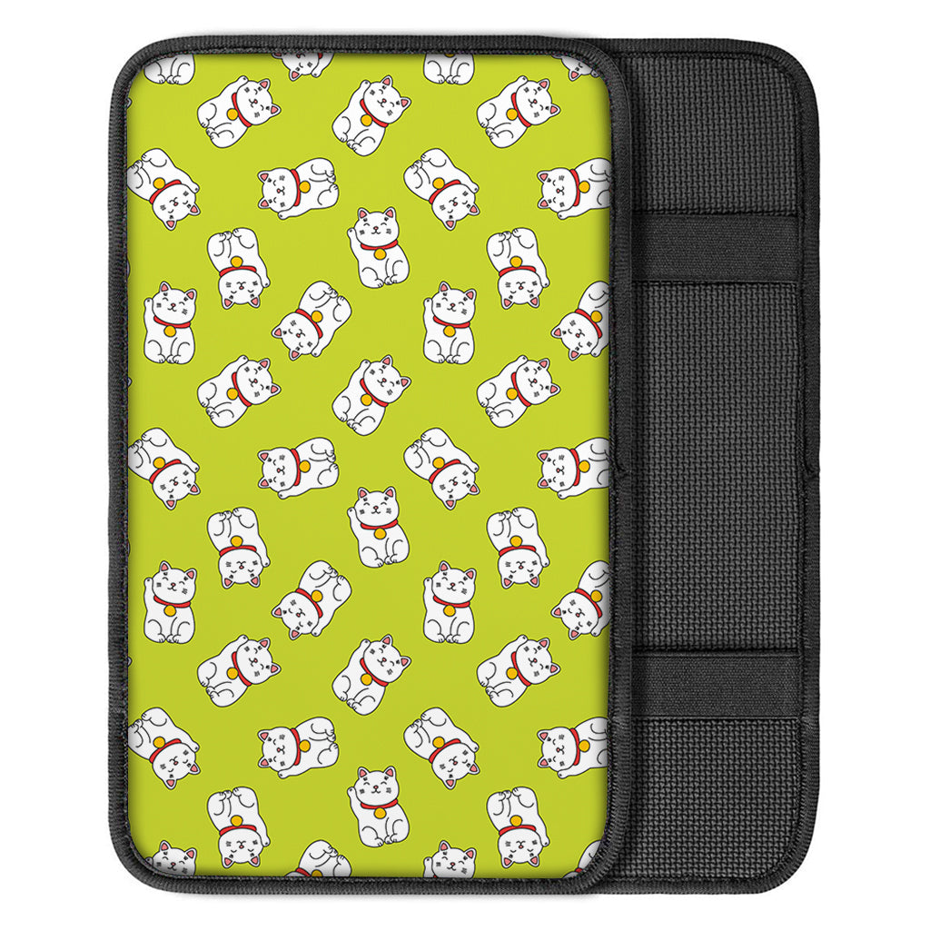 Japanese Lucky Cat Cartoon Print Car Center Console Cover