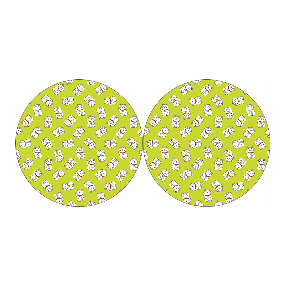 Japanese Lucky Cat Cartoon Print Car Coasters