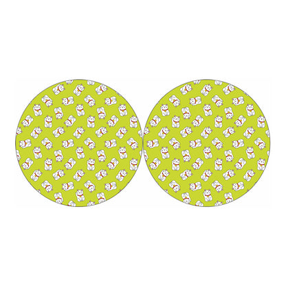 Japanese Lucky Cat Cartoon Print Car Coasters