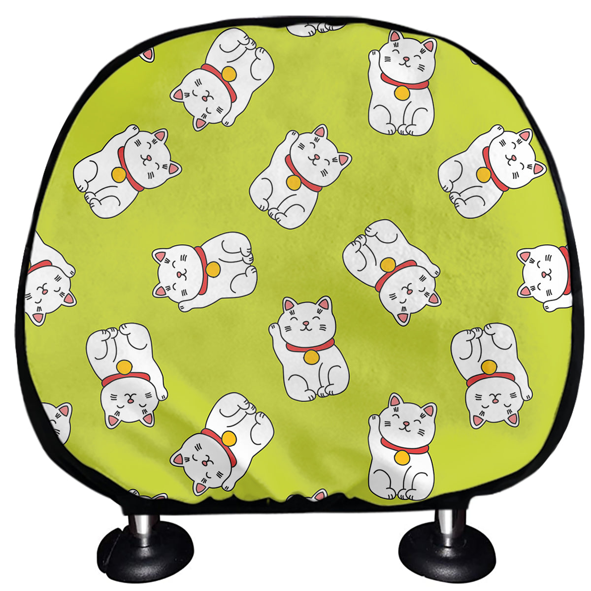 Japanese Lucky Cat Cartoon Print Car Headrest Covers