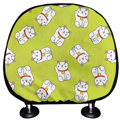 Japanese Lucky Cat Cartoon Print Car Headrest Covers