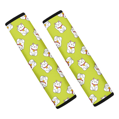 Japanese Lucky Cat Cartoon Print Car Seat Belt Covers