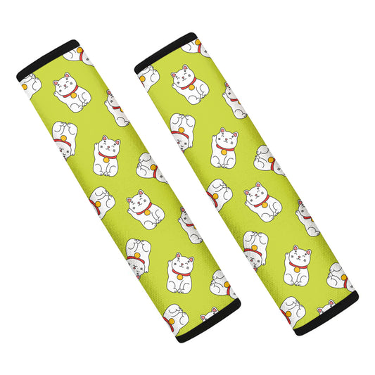 Japanese Lucky Cat Cartoon Print Car Seat Belt Covers