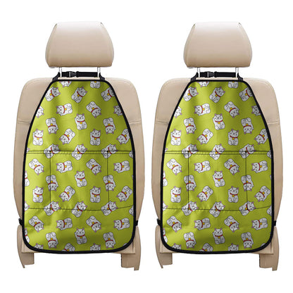Japanese Lucky Cat Cartoon Print Car Seat Organizers