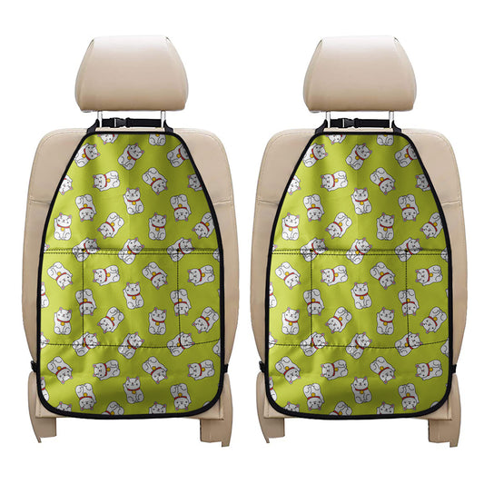 Japanese Lucky Cat Cartoon Print Car Seat Organizers