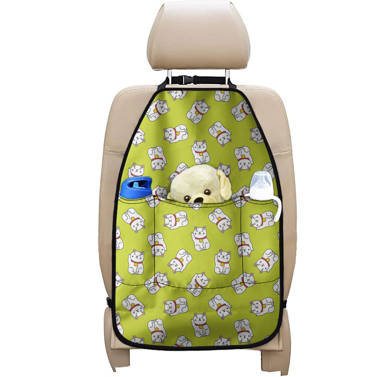 Japanese Lucky Cat Cartoon Print Car Seat Organizers