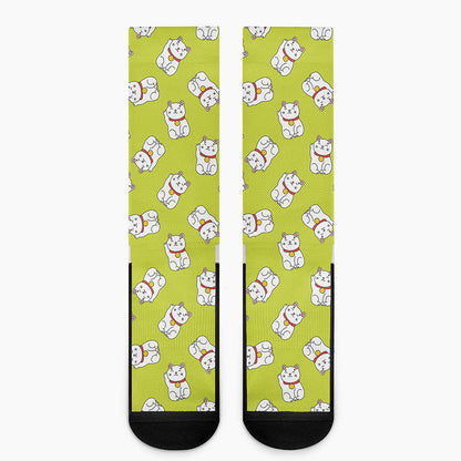 Japanese Lucky Cat Cartoon Print Crew Socks