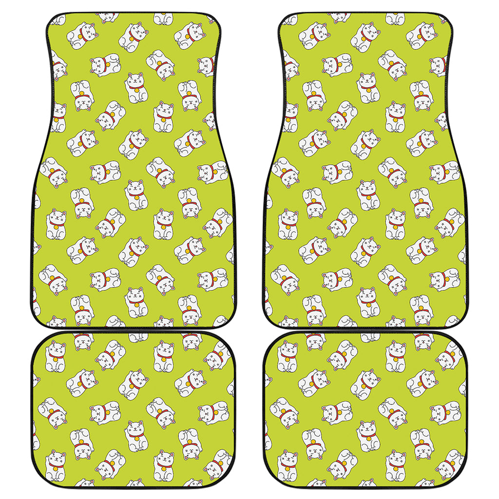Japanese Lucky Cat Cartoon Print Front and Back Car Floor Mats