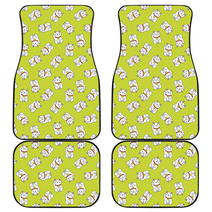 Japanese Lucky Cat Cartoon Print Front and Back Car Floor Mats