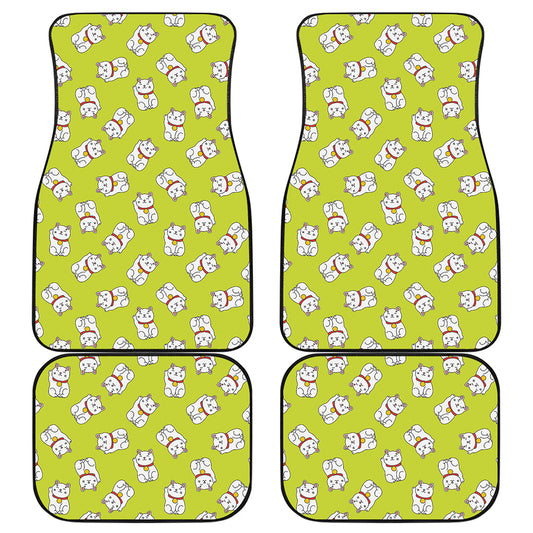 Japanese Lucky Cat Cartoon Print Front and Back Car Floor Mats