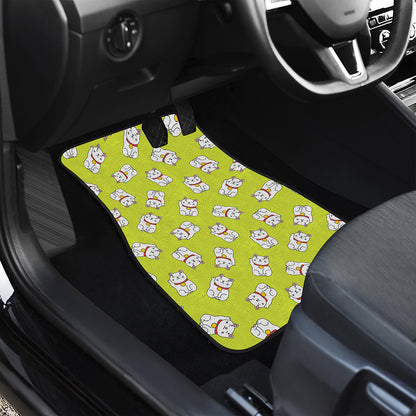 Japanese Lucky Cat Cartoon Print Front and Back Car Floor Mats