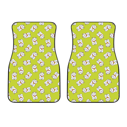 Japanese Lucky Cat Cartoon Print Front Car Floor Mats