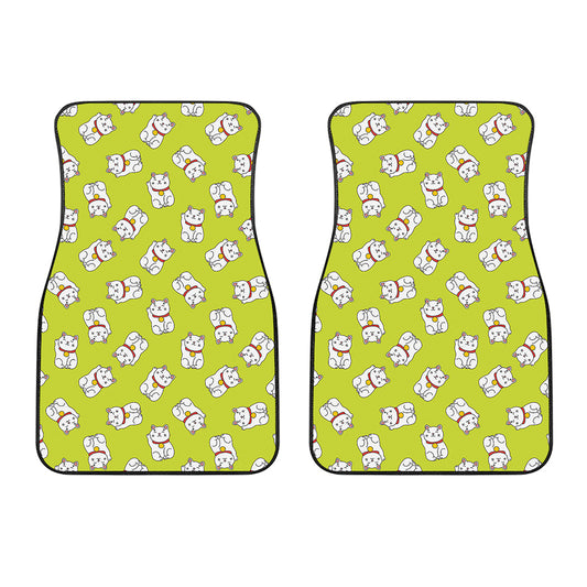Japanese Lucky Cat Cartoon Print Front Car Floor Mats