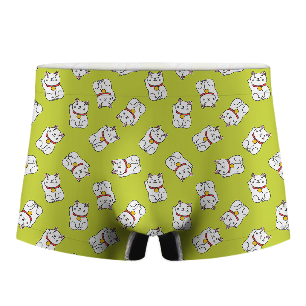 Japanese Lucky Cat Cartoon Print Men's Boxer Briefs