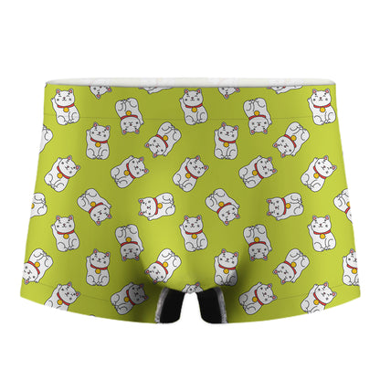 Japanese Lucky Cat Cartoon Print Men's Boxer Briefs