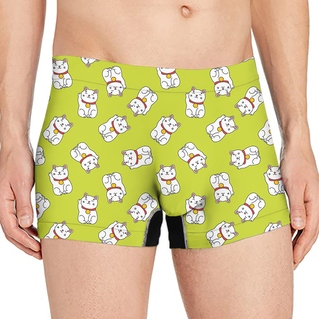 Japanese Lucky Cat Cartoon Print Men's Boxer Briefs