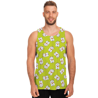 Japanese Lucky Cat Cartoon Print Men's Tank Top