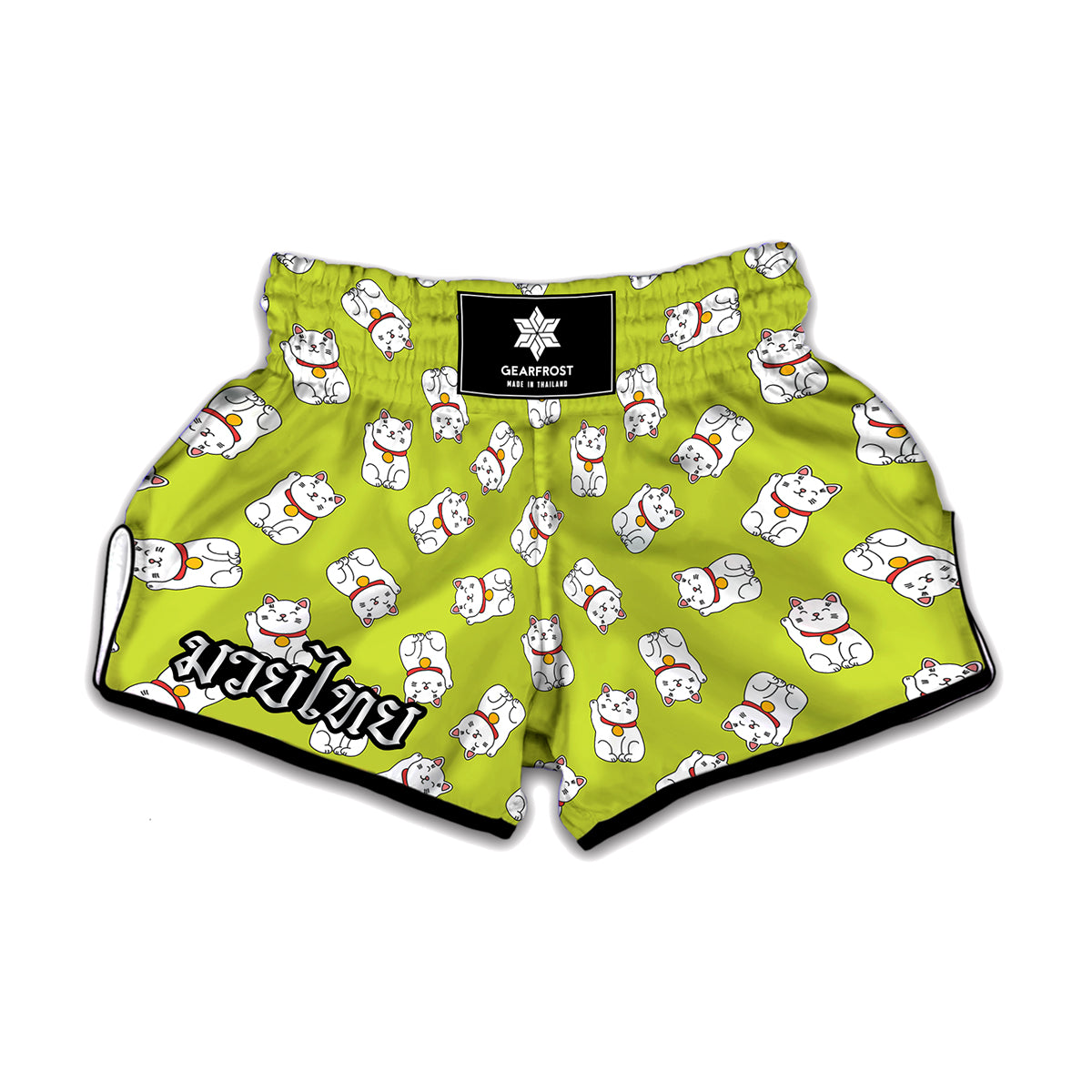 Japanese Lucky Cat Cartoon Print Muay Thai Boxing Shorts