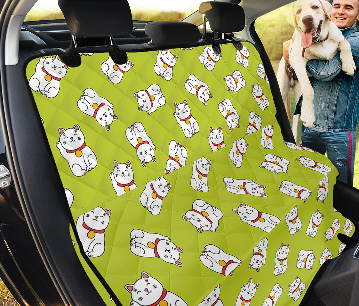 Japanese Lucky Cat Cartoon Print Pet Car Back Seat Cover