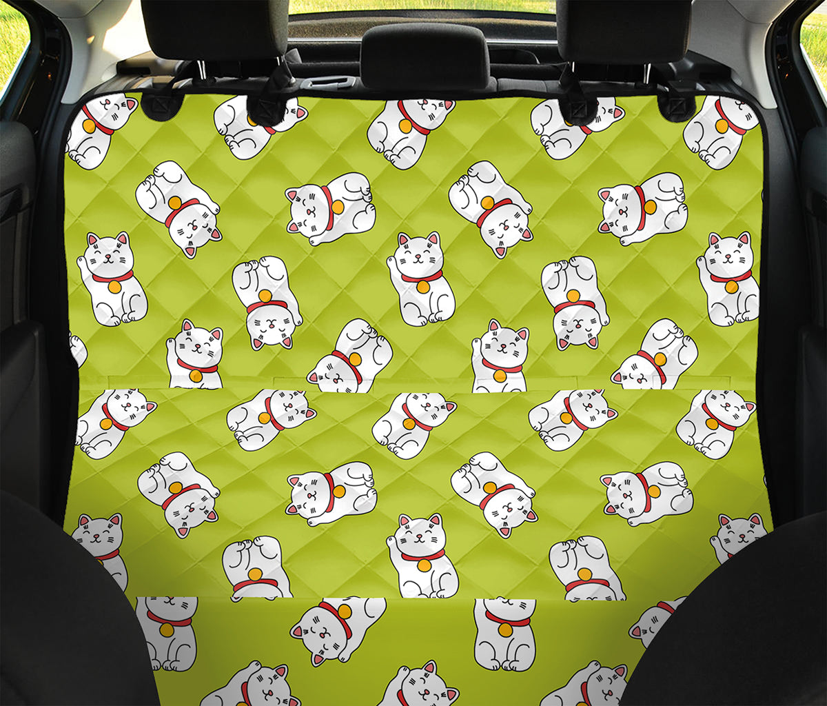 Japanese Lucky Cat Cartoon Print Pet Car Back Seat Cover
