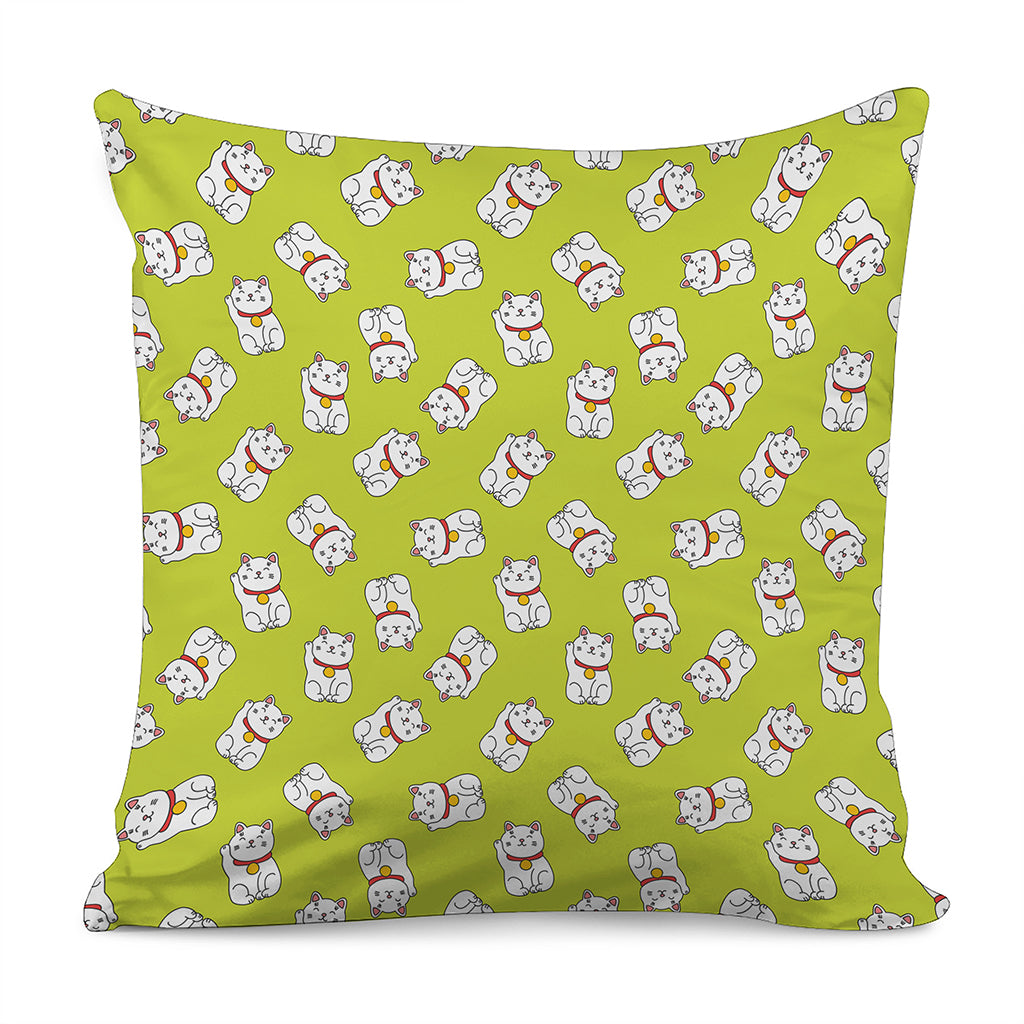 Japanese Lucky Cat Cartoon Print Pillow Cover