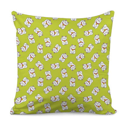 Japanese Lucky Cat Cartoon Print Pillow Cover