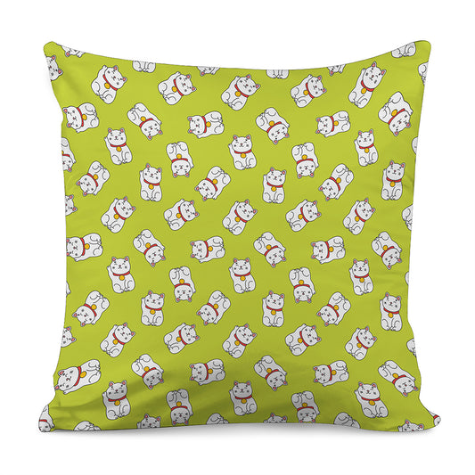 Japanese Lucky Cat Cartoon Print Pillow Cover
