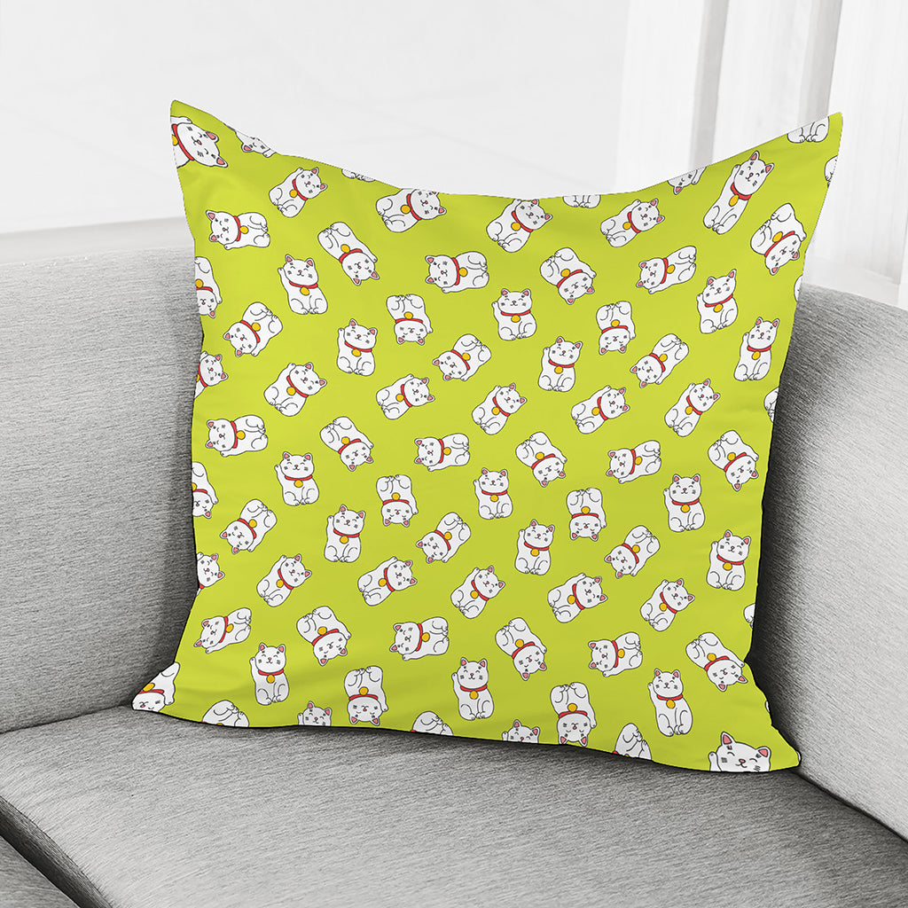 Japanese Lucky Cat Cartoon Print Pillow Cover