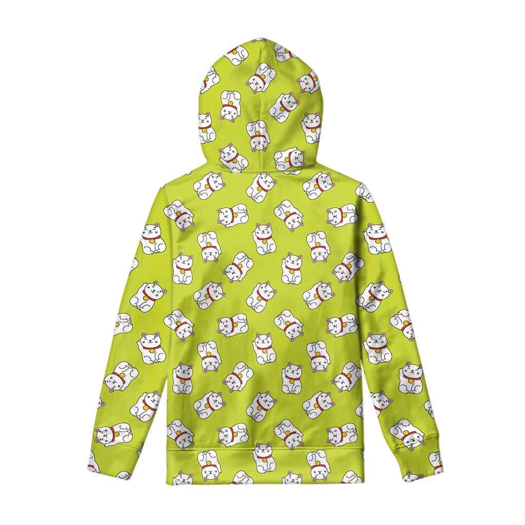 Japanese Lucky Cat Cartoon Print Pullover Hoodie