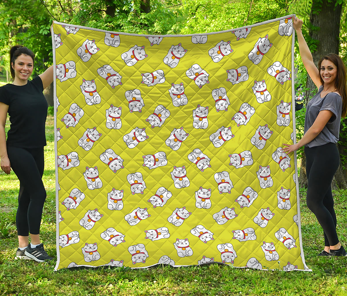 Japanese Lucky Cat Cartoon Print Quilt