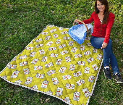 Japanese Lucky Cat Cartoon Print Quilt