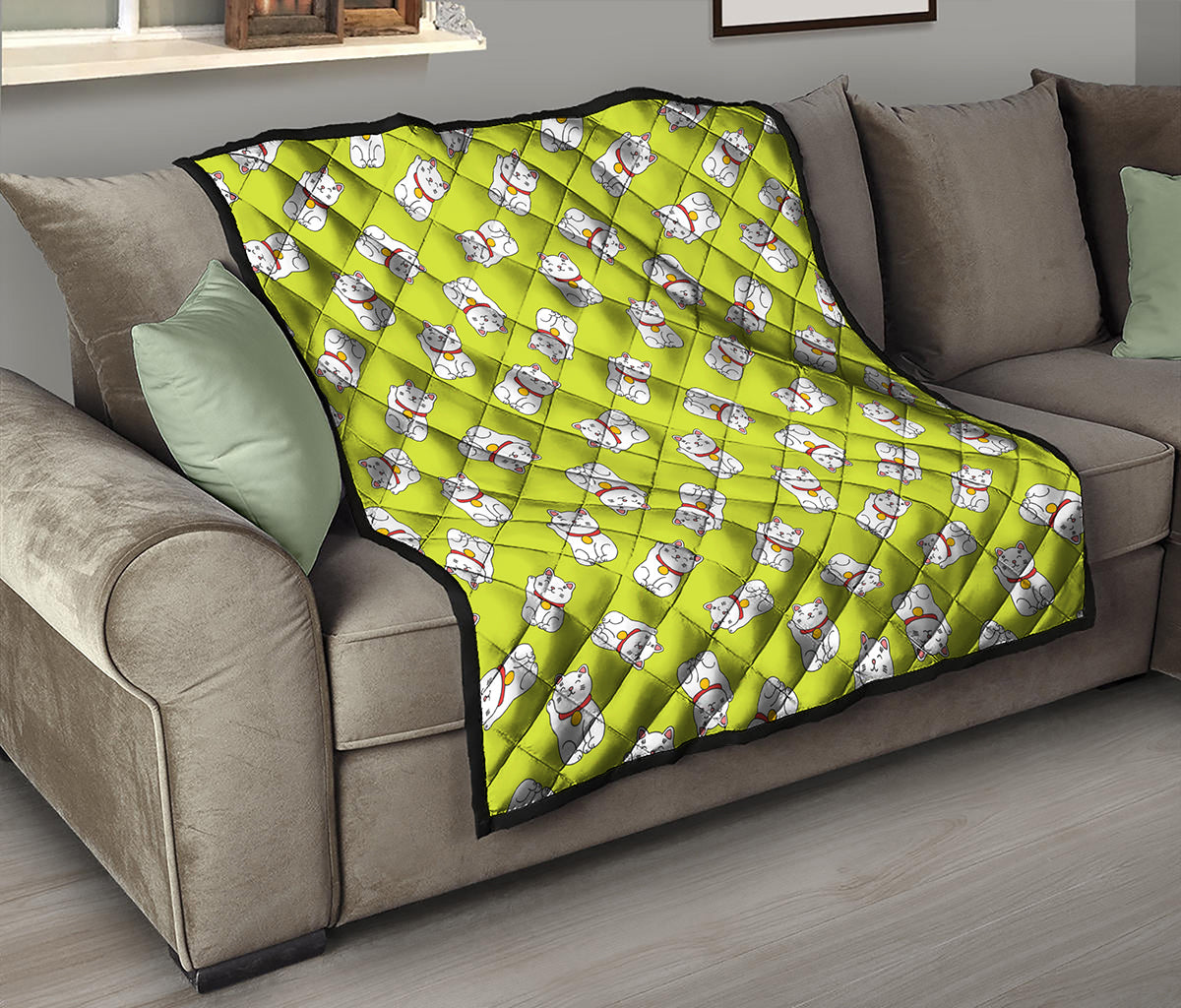 Japanese Lucky Cat Cartoon Print Quilt