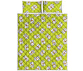 Japanese Lucky Cat Cartoon Print Quilt Bed Set