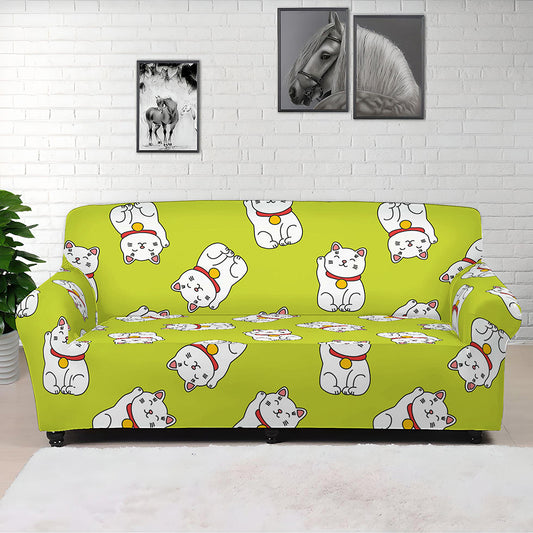Japanese Lucky Cat Cartoon Print Sofa Cover
