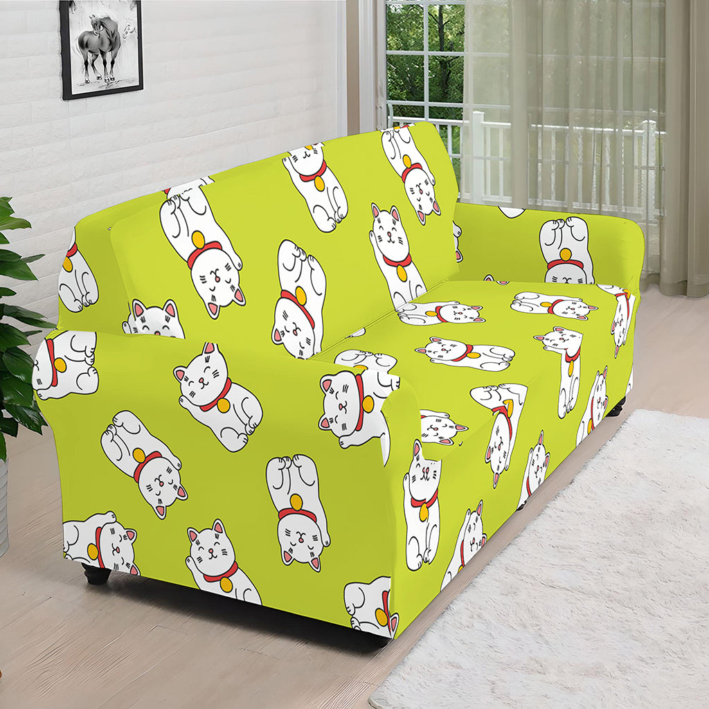 Japanese Lucky Cat Cartoon Print Sofa Cover