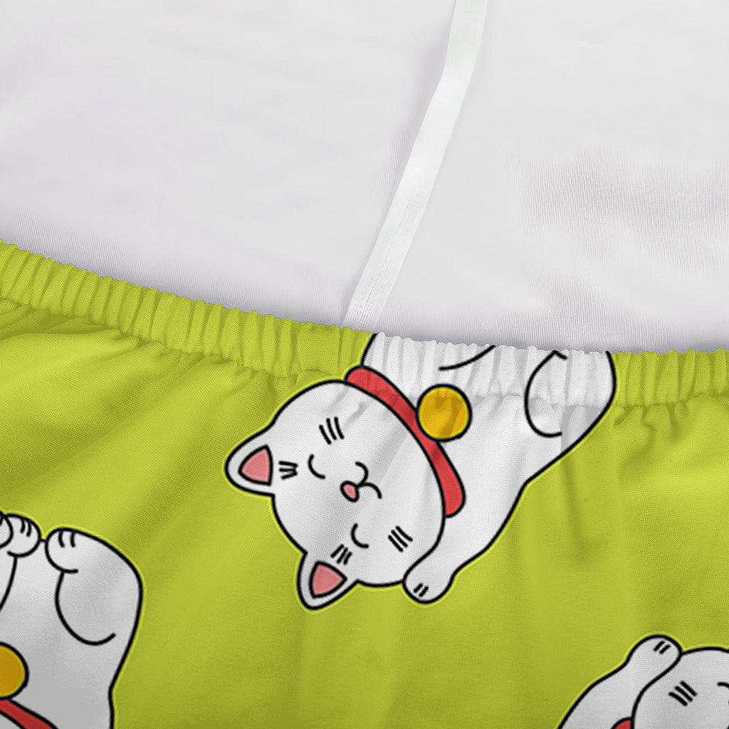 Japanese Lucky Cat Cartoon Print Sofa Cover