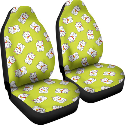 Japanese Lucky Cat Cartoon Print Universal Fit Car Seat Covers