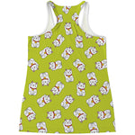 Japanese Lucky Cat Cartoon Print Women's Racerback Tank Top