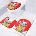 Japanese Lucky Cat Maneki Neko Print 3 Piece Bath Mat Set