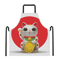Japanese Lucky Cat Maneki Neko Print Apron