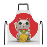 Japanese Lucky Cat Maneki Neko Print Apron