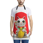 Japanese Lucky Cat Maneki Neko Print Apron