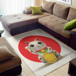 Japanese Lucky Cat Maneki Neko Print Area Rug