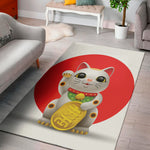 Japanese Lucky Cat Maneki Neko Print Area Rug