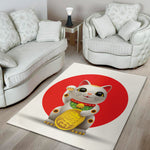 Japanese Lucky Cat Maneki Neko Print Area Rug