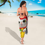 Japanese Lucky Cat Maneki Neko Print Beach Sarong Wrap