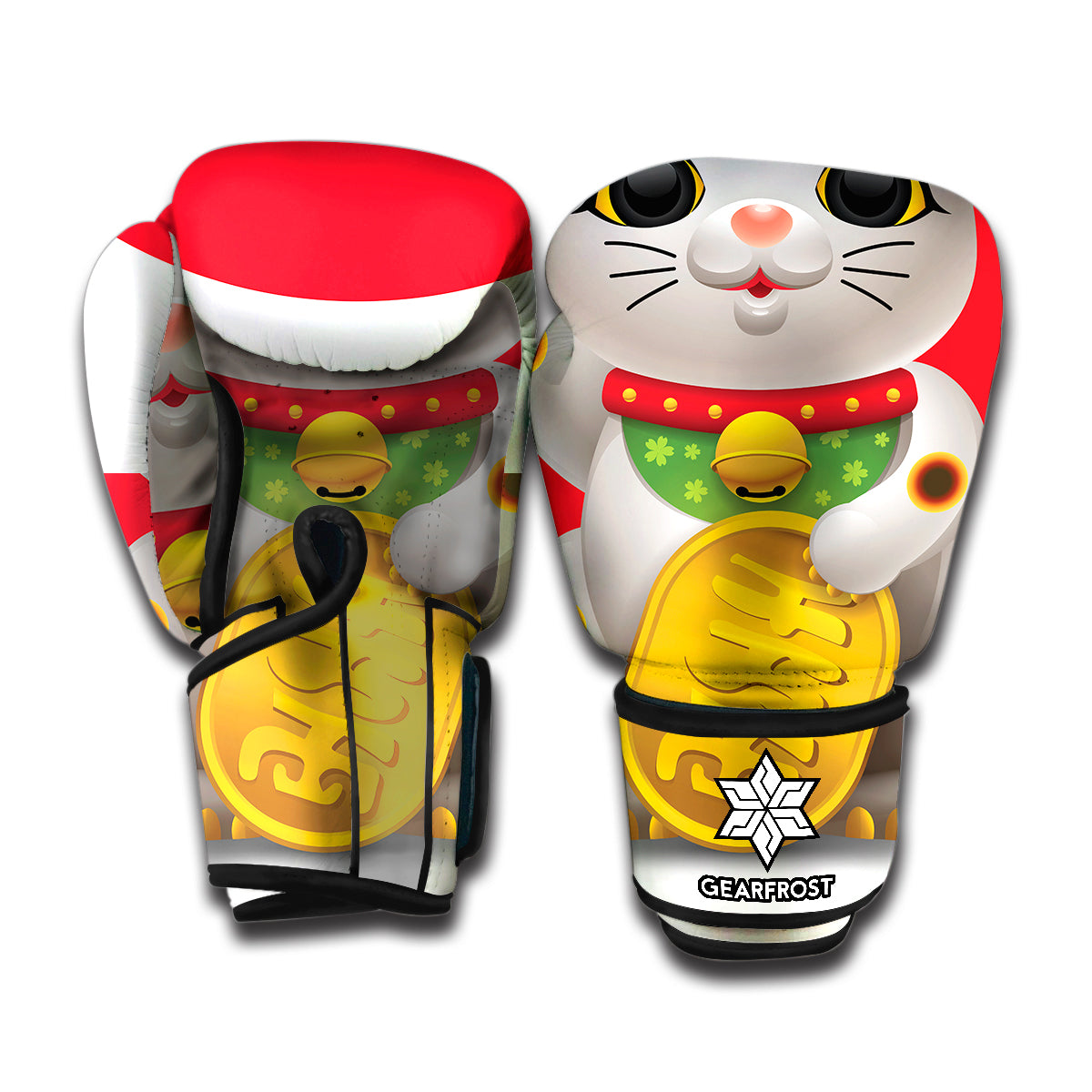 Japanese Lucky Cat Maneki Neko Print Boxing Gloves